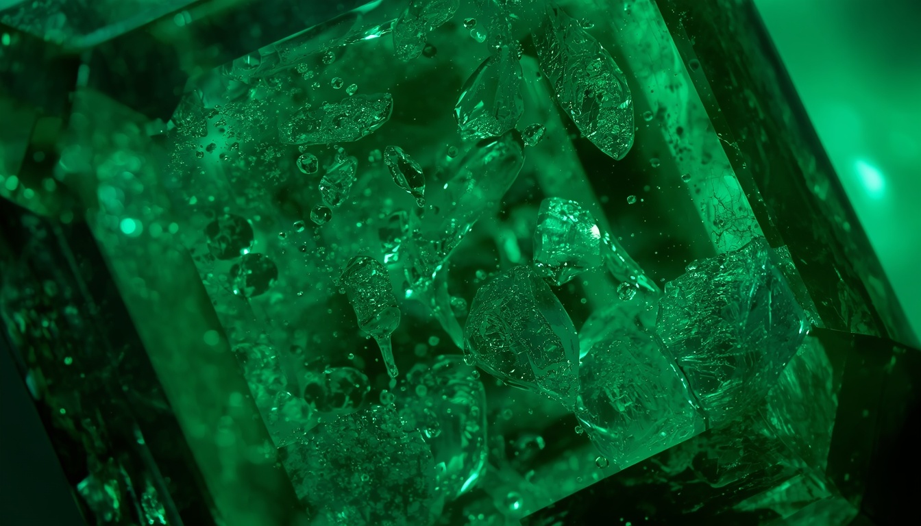 Jardin inclusions inside a Colombian emerald