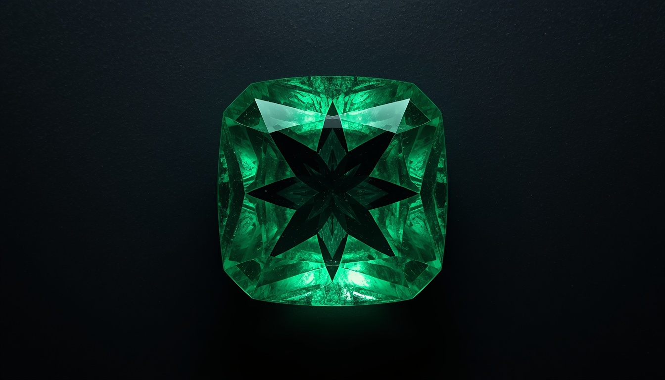 Trapiche emerald with six-spoked star pattern